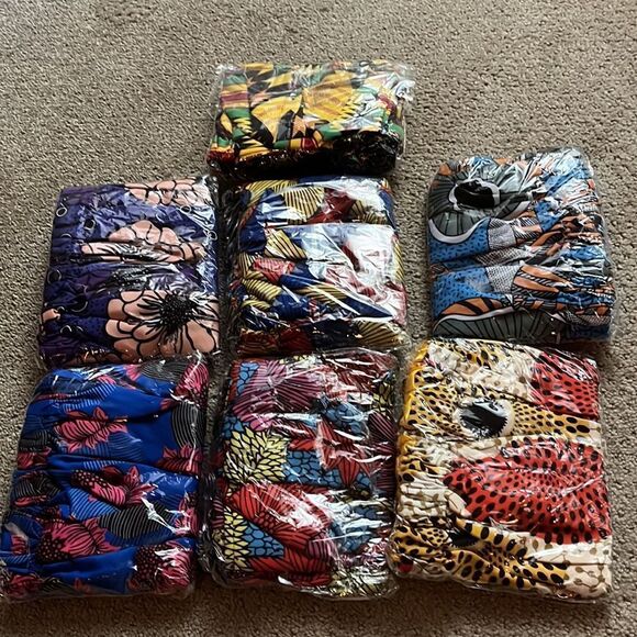 African Print Satin Bonnet With Long Ribbon Wrap - Picture 3 of 10